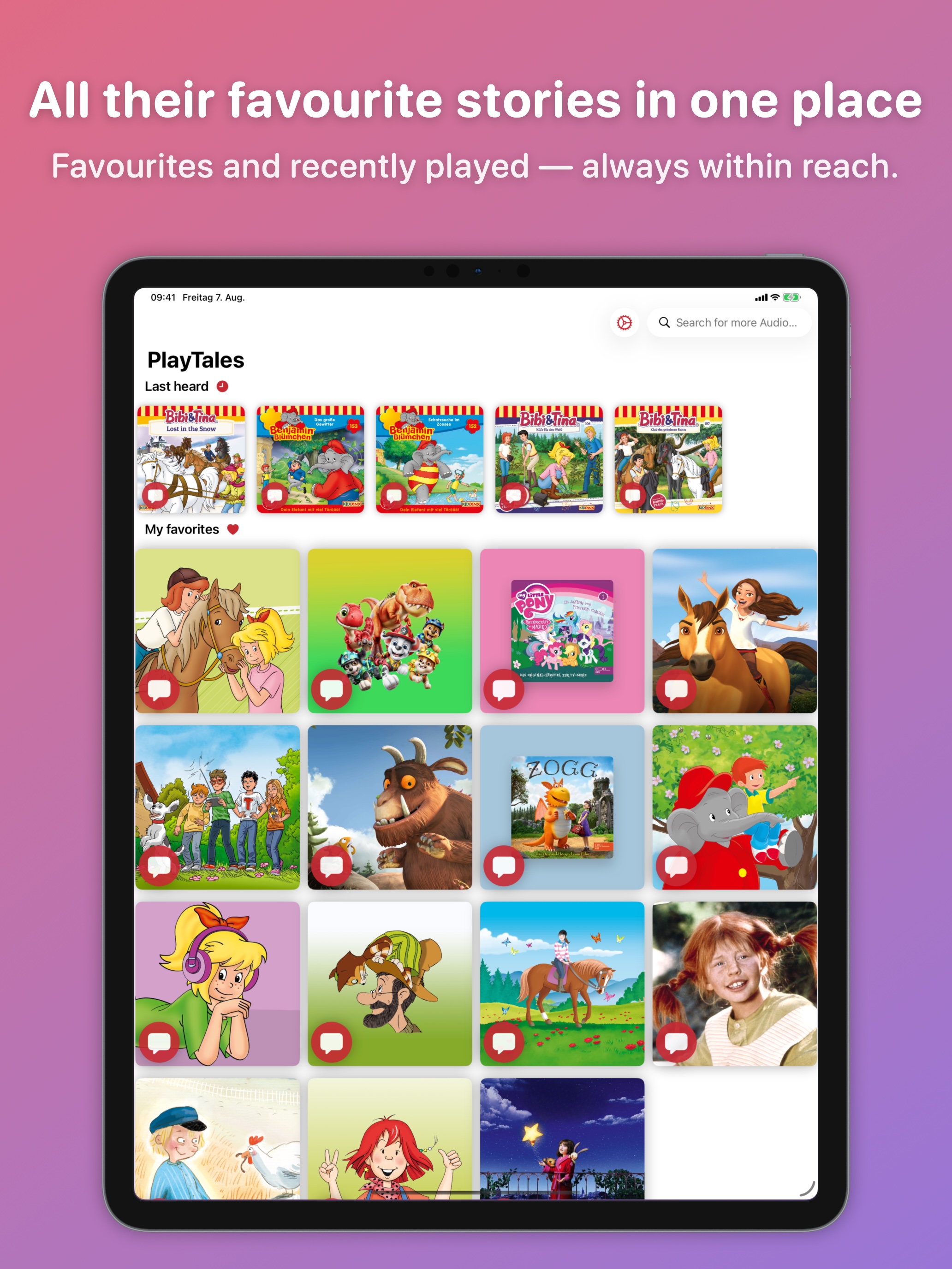 Library and favourites on iPad